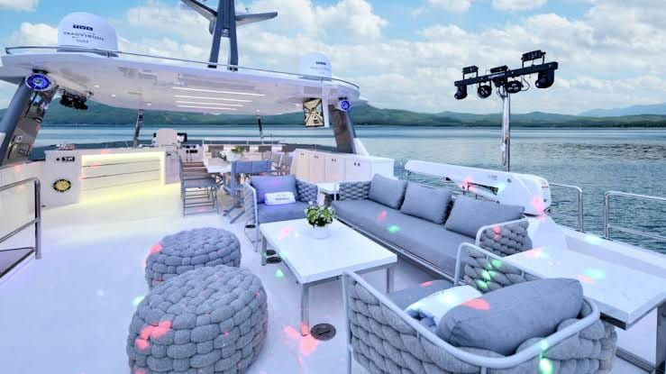 DJ setup on yacht deck